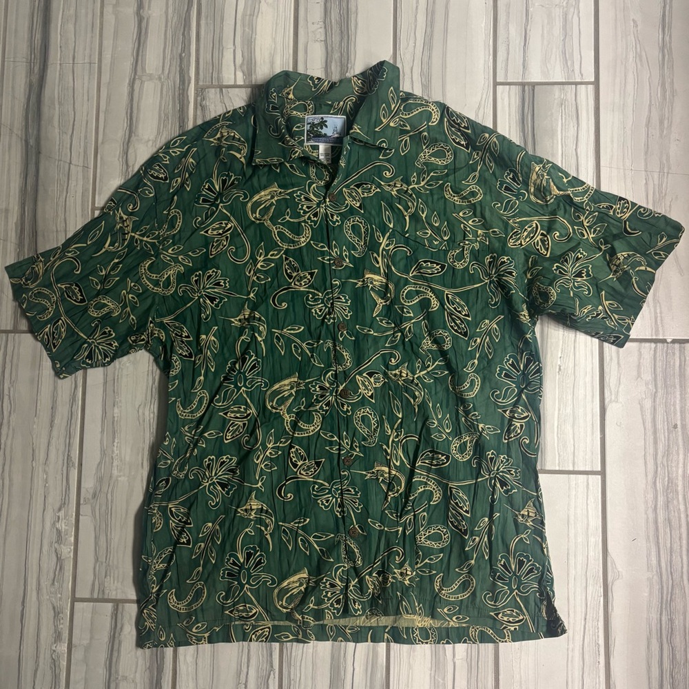 Casual Button Down Shirt Tropical Print
